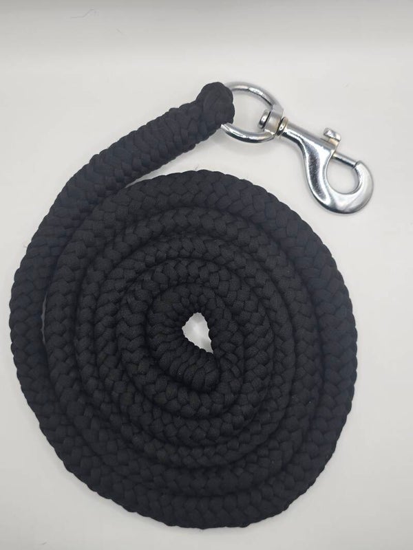 Touwlijn 2 meter met karabijnhaak zwart