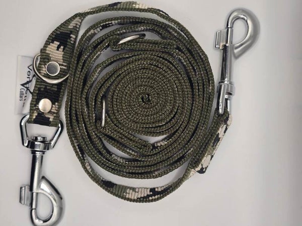 Lange lijn 2,5 meter met karabijn legergroen