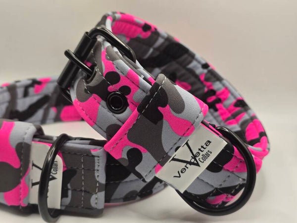 Halsband neopreen camo neon pink