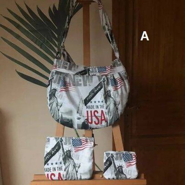 lot sac d'été + 2 pochettes zip assorties (réalisés par un tiers)