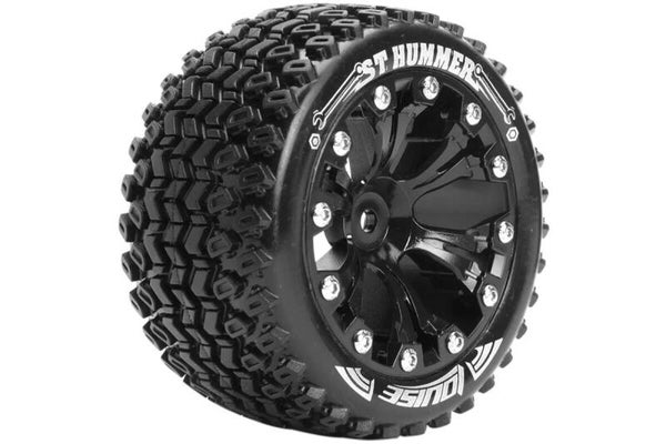 Louise L-T3209SBM St-Hummer 1-10 Stadium Truck Pneus Finis Collés Soft 2.8" Jantes Noir Hex 14Mm Arrma 4X4 1-10 Avant Arrière. (2 pcs.)