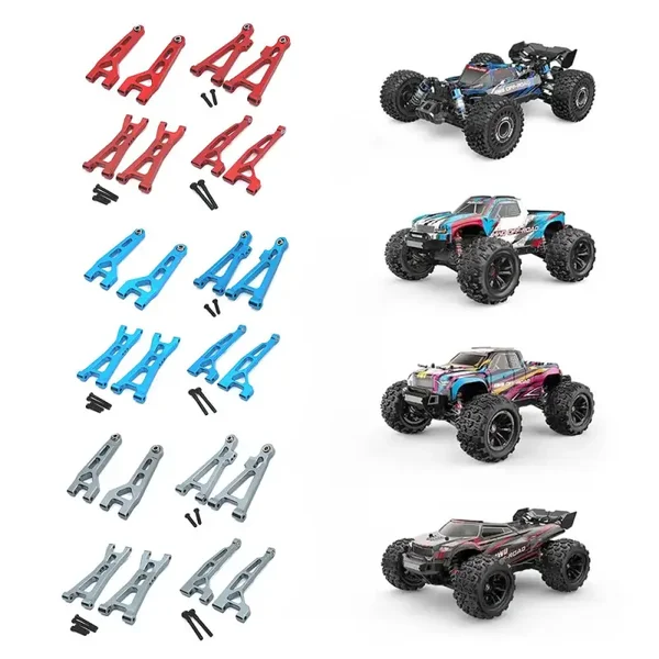 8pcs Pièces de mise à niveau pour MJX H16 16207 16208 16209 16210 Ensemble de bras de suspension supérieur et inférieur avant et arrière en métal pour voiture RC 1/16