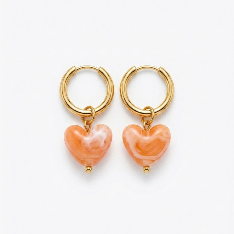 Amour Archive oorbellen, Oranje, Goud en Zilver
