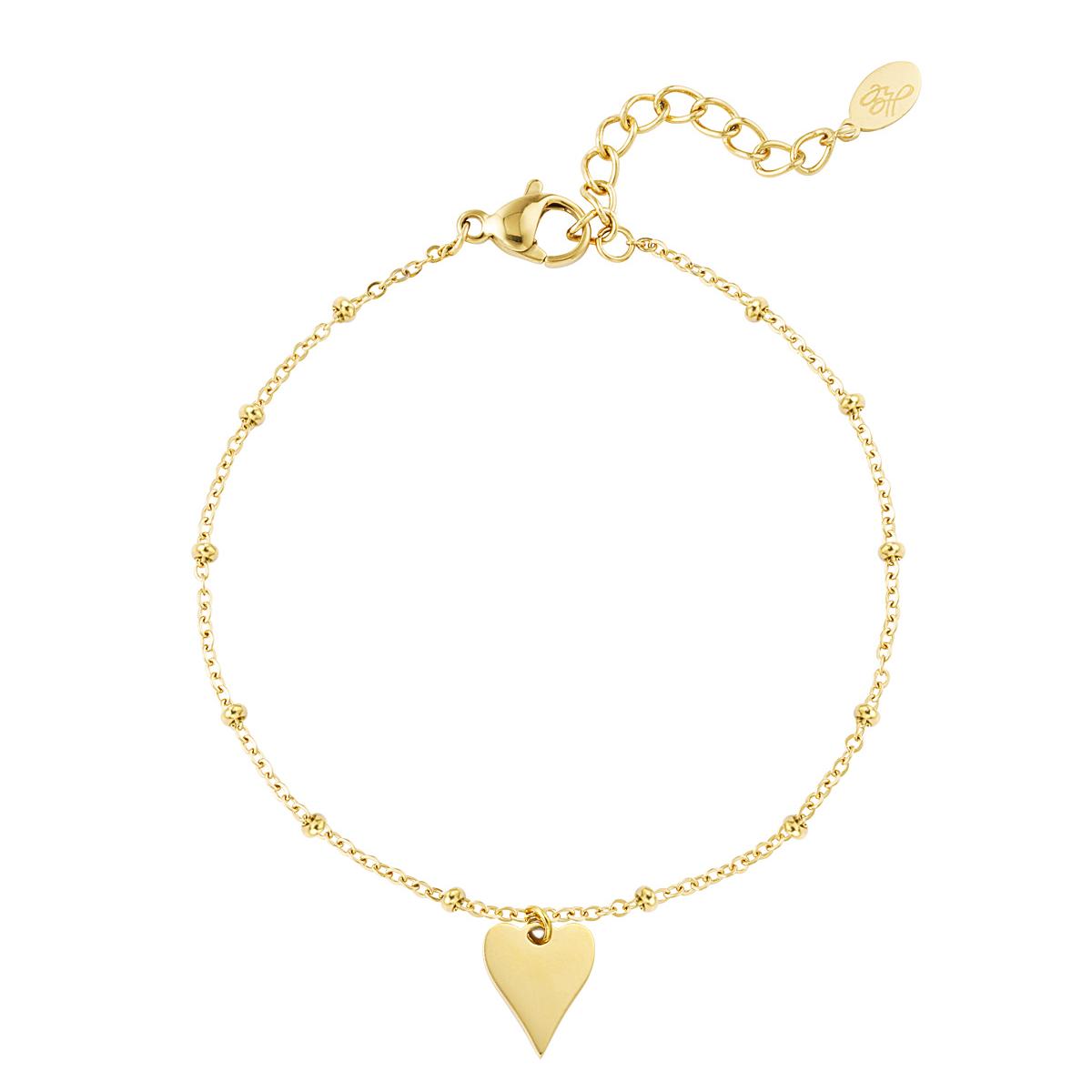 Heart stud armband, Goud en Zilver