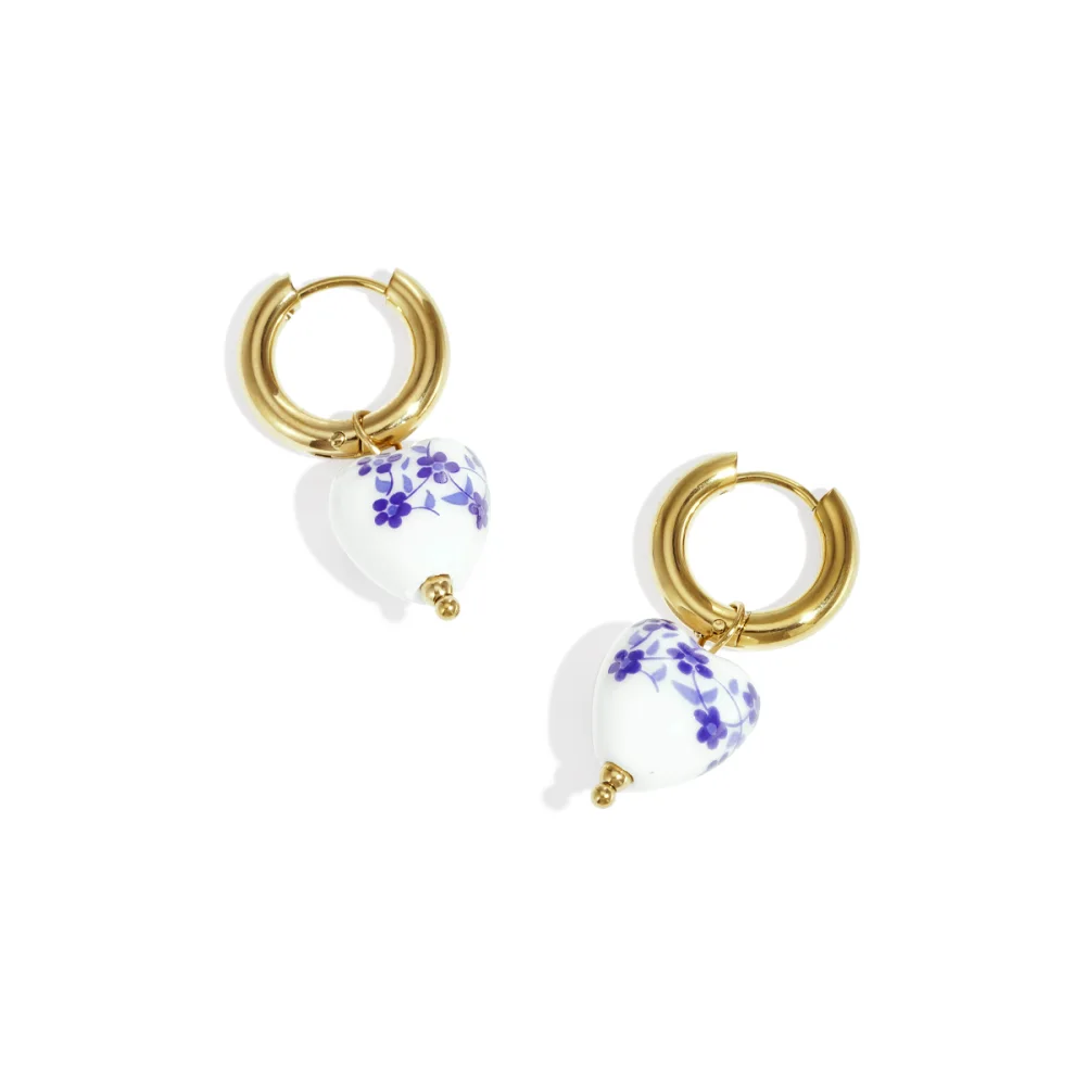 Delfts Blauwe oorbellen, goud