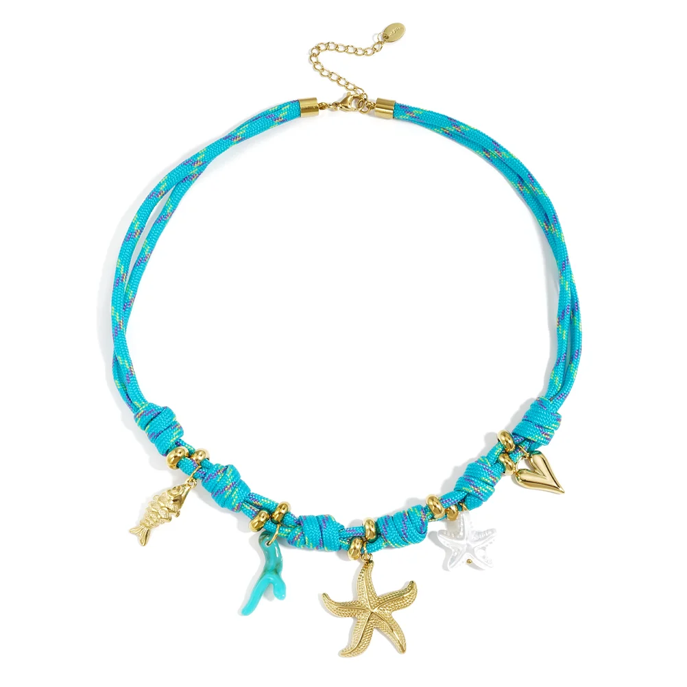 Kleurrijke Touwketting dik, Zeester, Goud