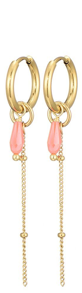 Lange subtiele oorbellen oranje, Goud