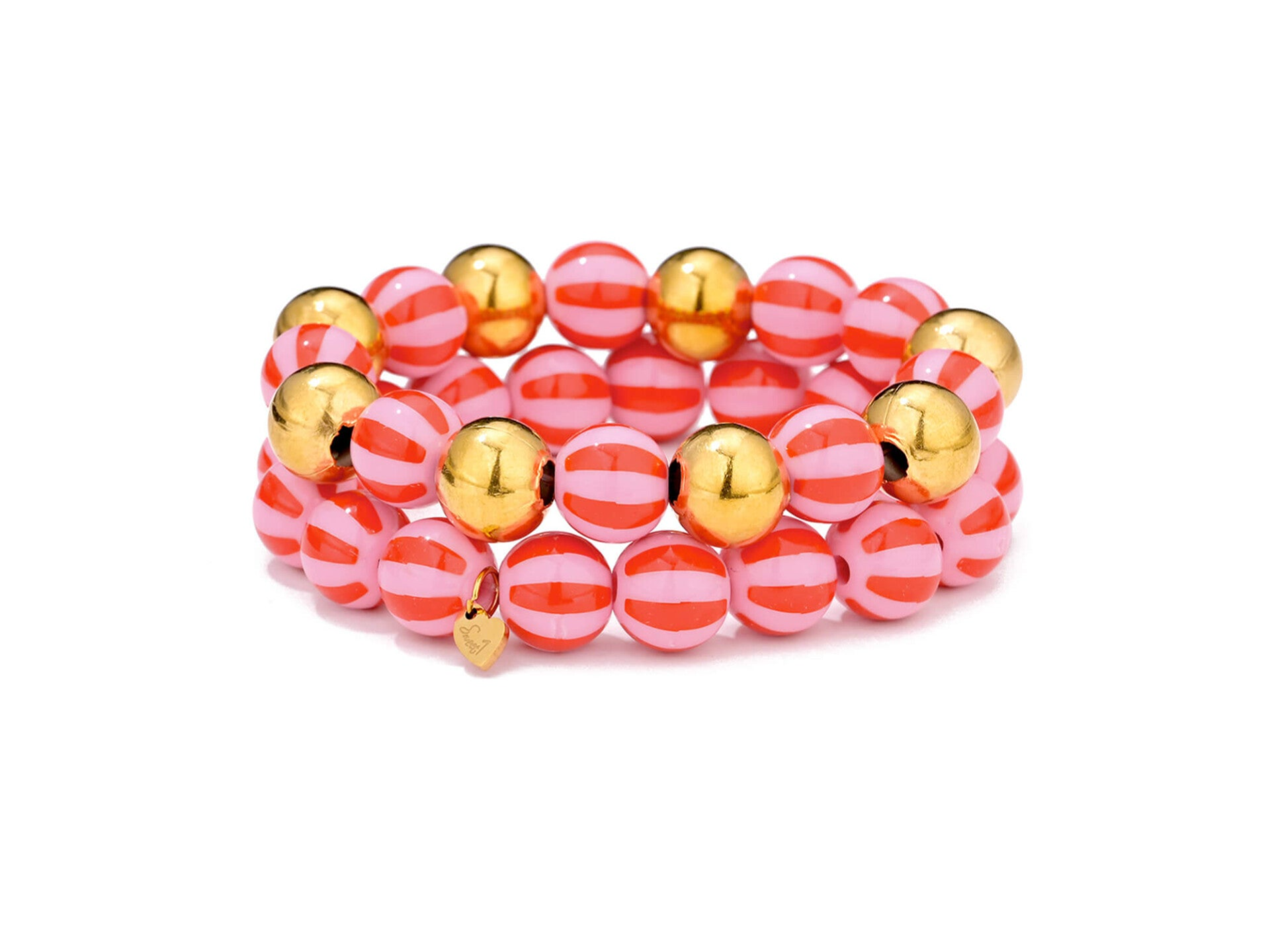 Set trendy Watermelon armbanden Roze/Rood, Goud