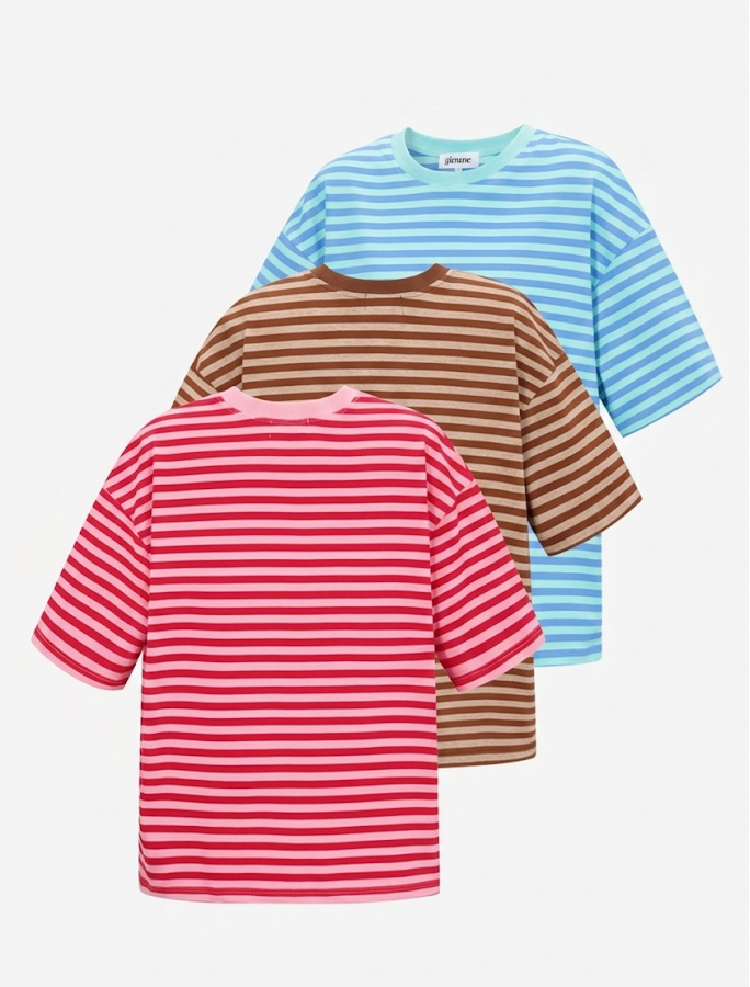 Candy Stripe oversized T-shirt (in 3 verschillende kleuren)