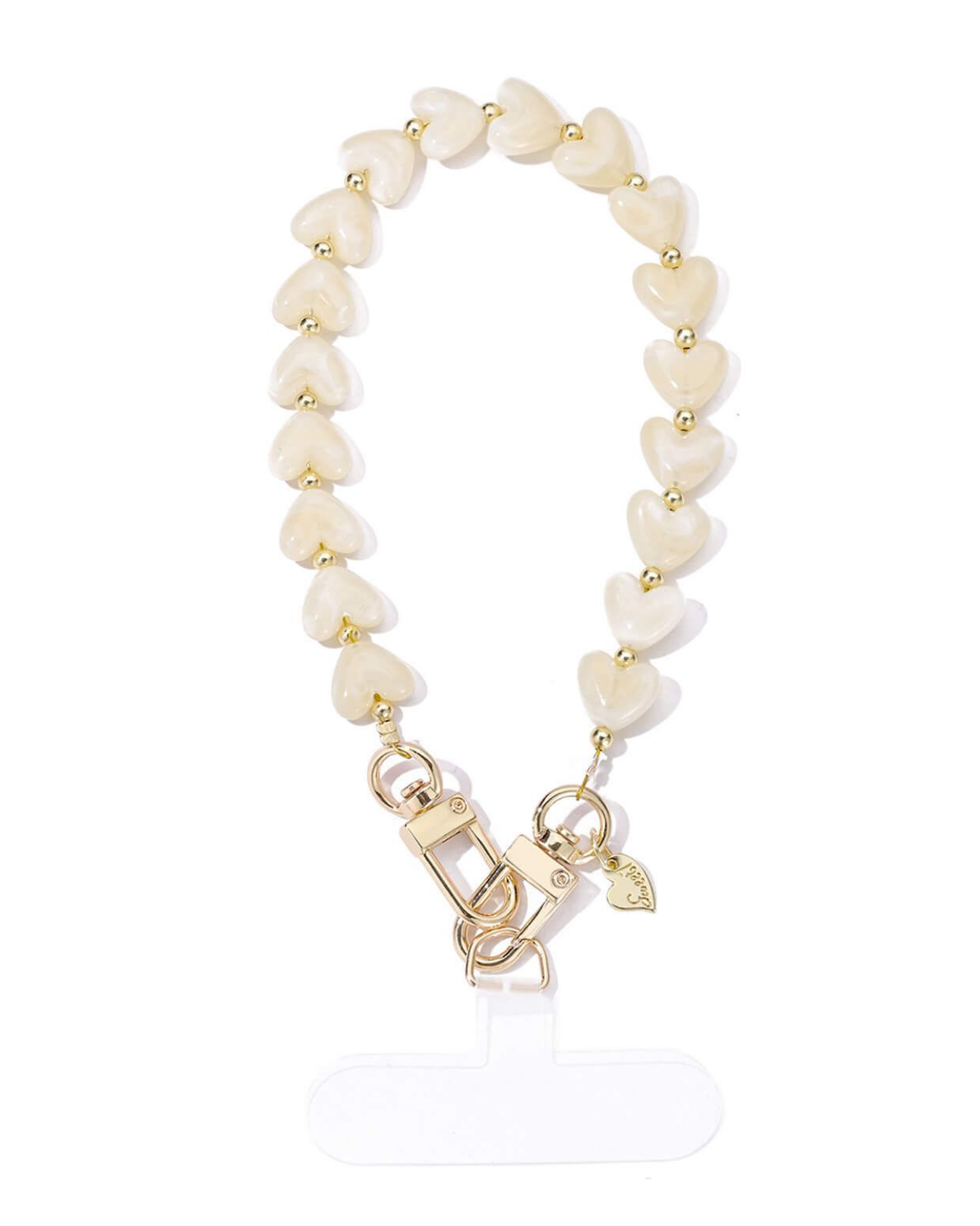 Telefoonkoord Amour hartjes Beige