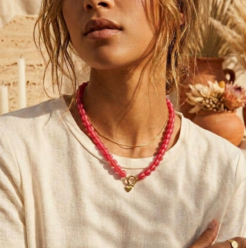 Trendy Watermelon ketting Roze/Rood