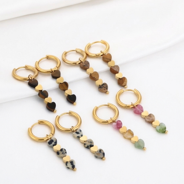 Heartbeat Color/Gold oorbellen, Goud