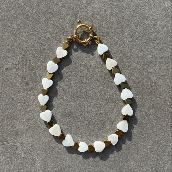 Heartbeat White gold/silver armband, Goud en Zilver