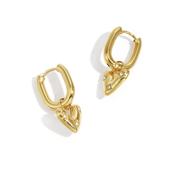 Drop earring hart goud