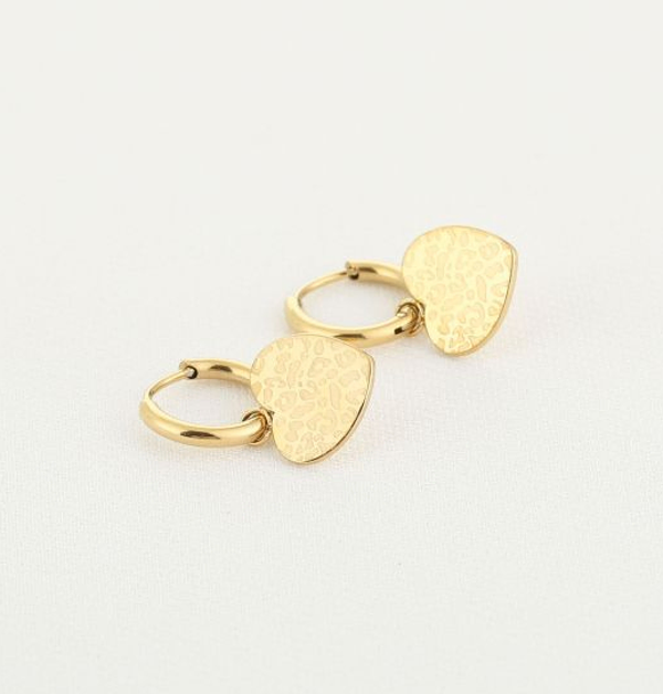Earring Love Heart Leopard, Goud