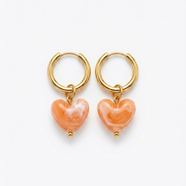 Amour Archive oorbellen, Oranje, Goud en Zilver