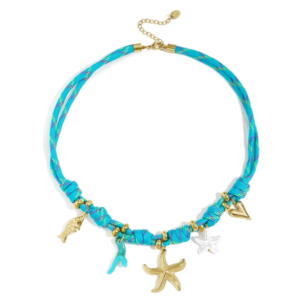 Kleurrijke Touwketting dik, Zeester, Goud