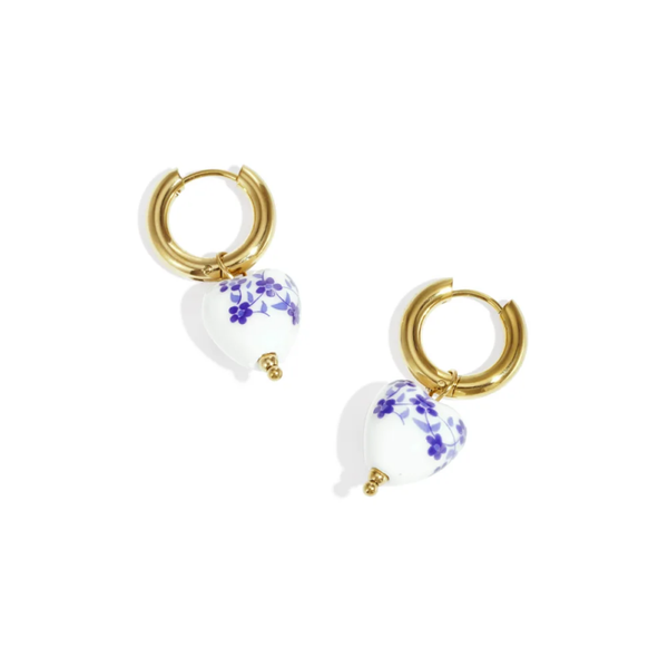 Delfts Blauwe oorbellen, goud