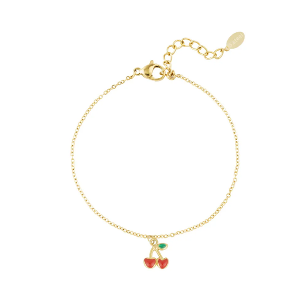 Cherry love armband, Goud
