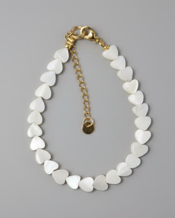 Heartbeat White armband, Goud en Zilver