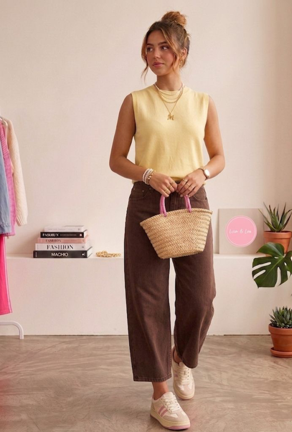 Modern Wide-Leg Jeans, bruin
