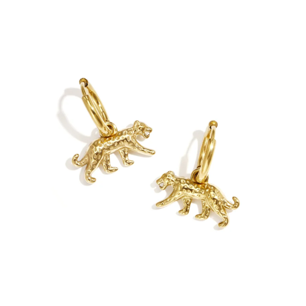 Luipaard/panter oorbellen S, Goud en Zilver