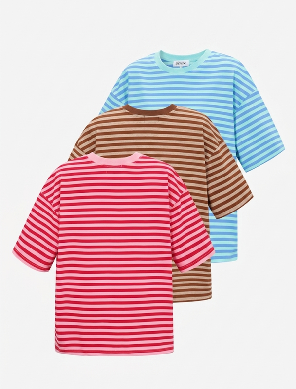 Candy Stripe oversized T-shirt (in 3 verschillende kleuren)