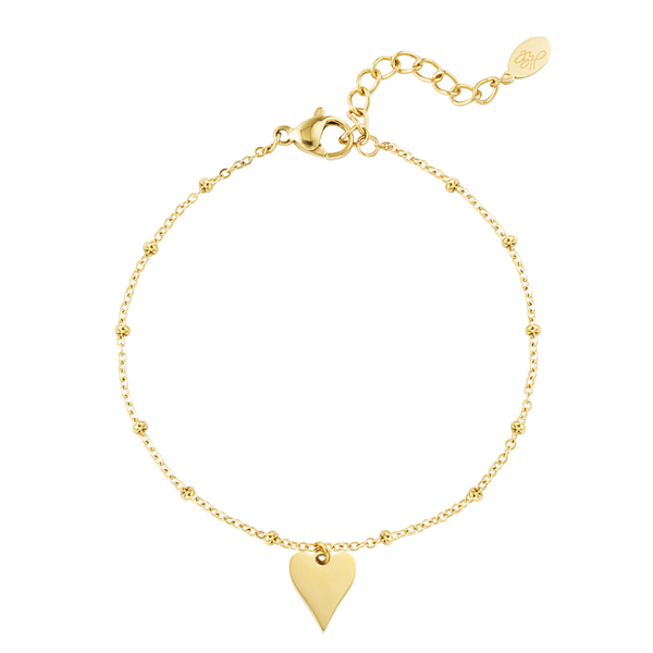 Heart stud armband, Goud en Zilver
