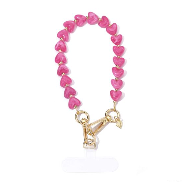 Telefoonkoord Amour hartjes Fuchsia