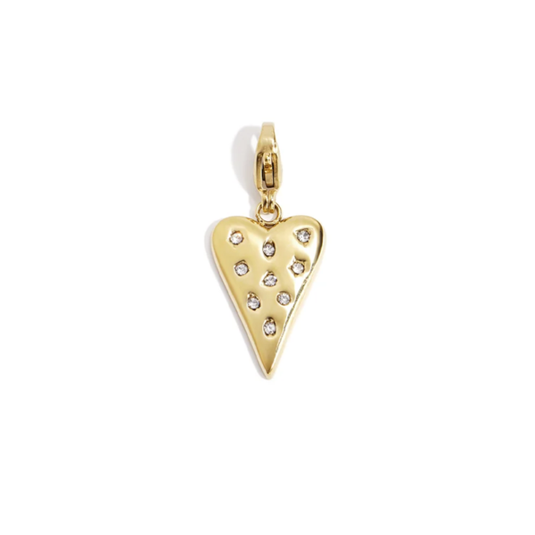 Bedel hartje met diamantjes en bevestiging, goud