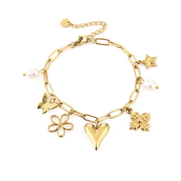 Schakelarmband Goud en Zilver met bedels