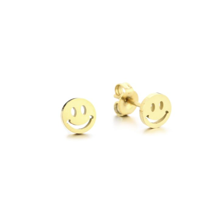 Stud Smiley oorbel in Goud en Zilver