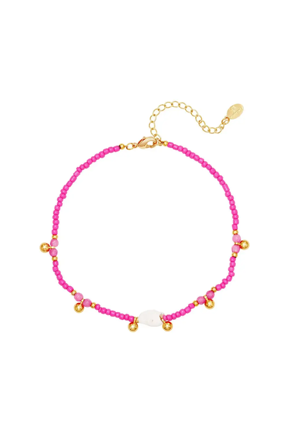 Enkelbandje Fuchsia Shell, goud