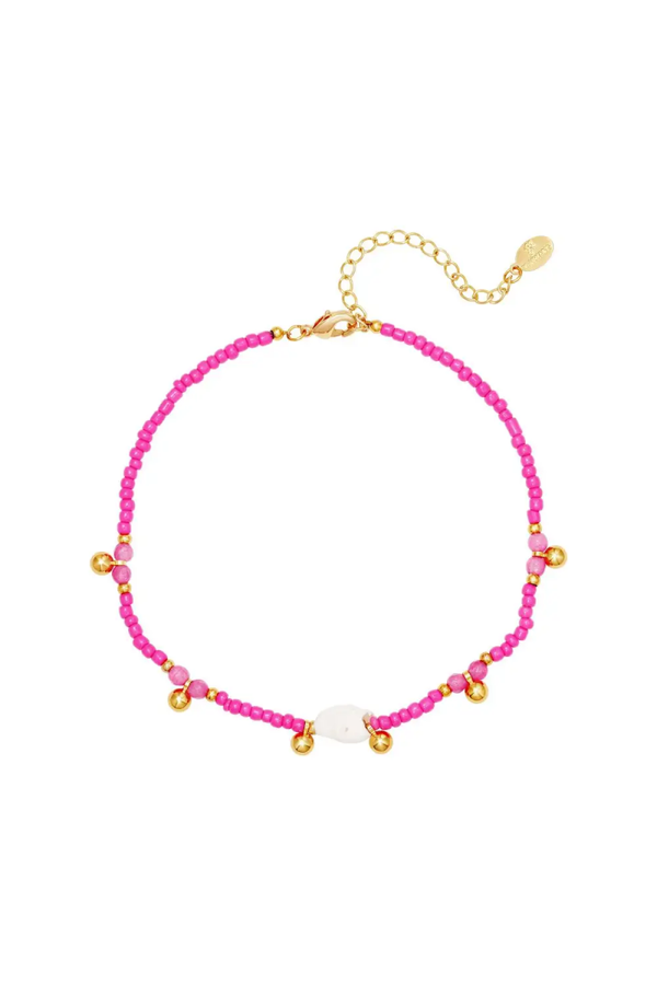 Enkelbandje Fuchsia Shell, goud