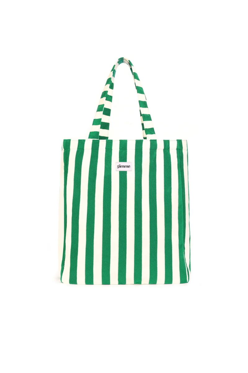 Gestreepte badstoffen tas Green