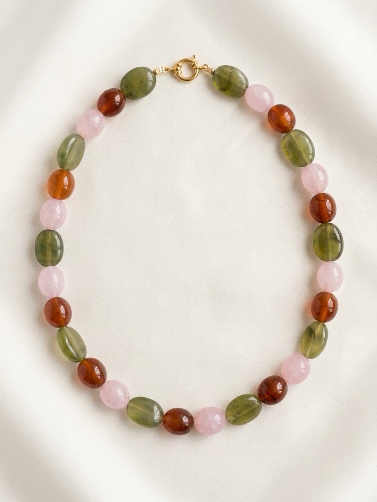 Botanica ketting roze-bruin-groen, Goud en zilver