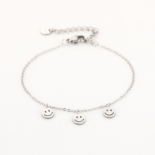 Armband Smiley, Zilver