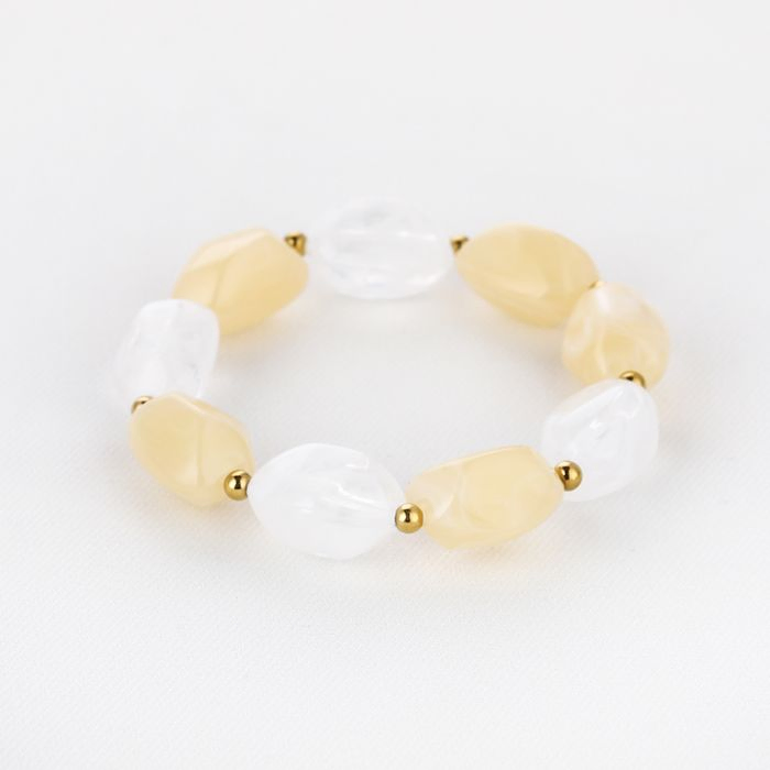 Jesse Stone Beige-Wit armband, Goud