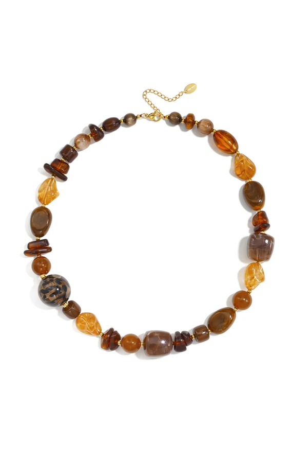 Wild Amber Stones ketting, Goud