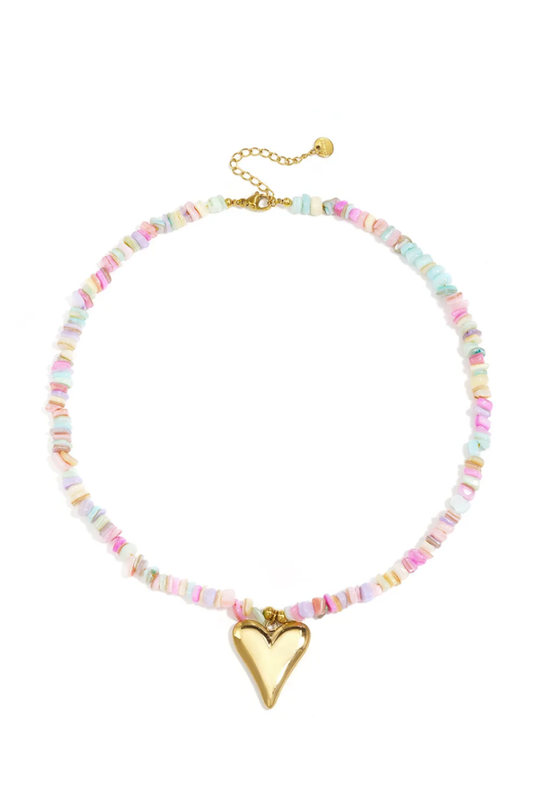Ketting Beachstone heart, goud