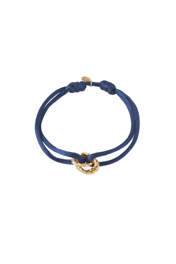 Armband zonnige dagknoop donkerblauw, Goud