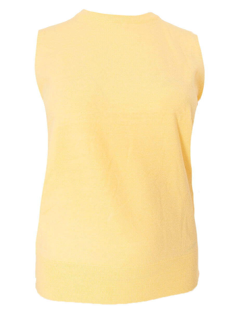 Mouwloze Fijngebreide Top, Pastelgeel