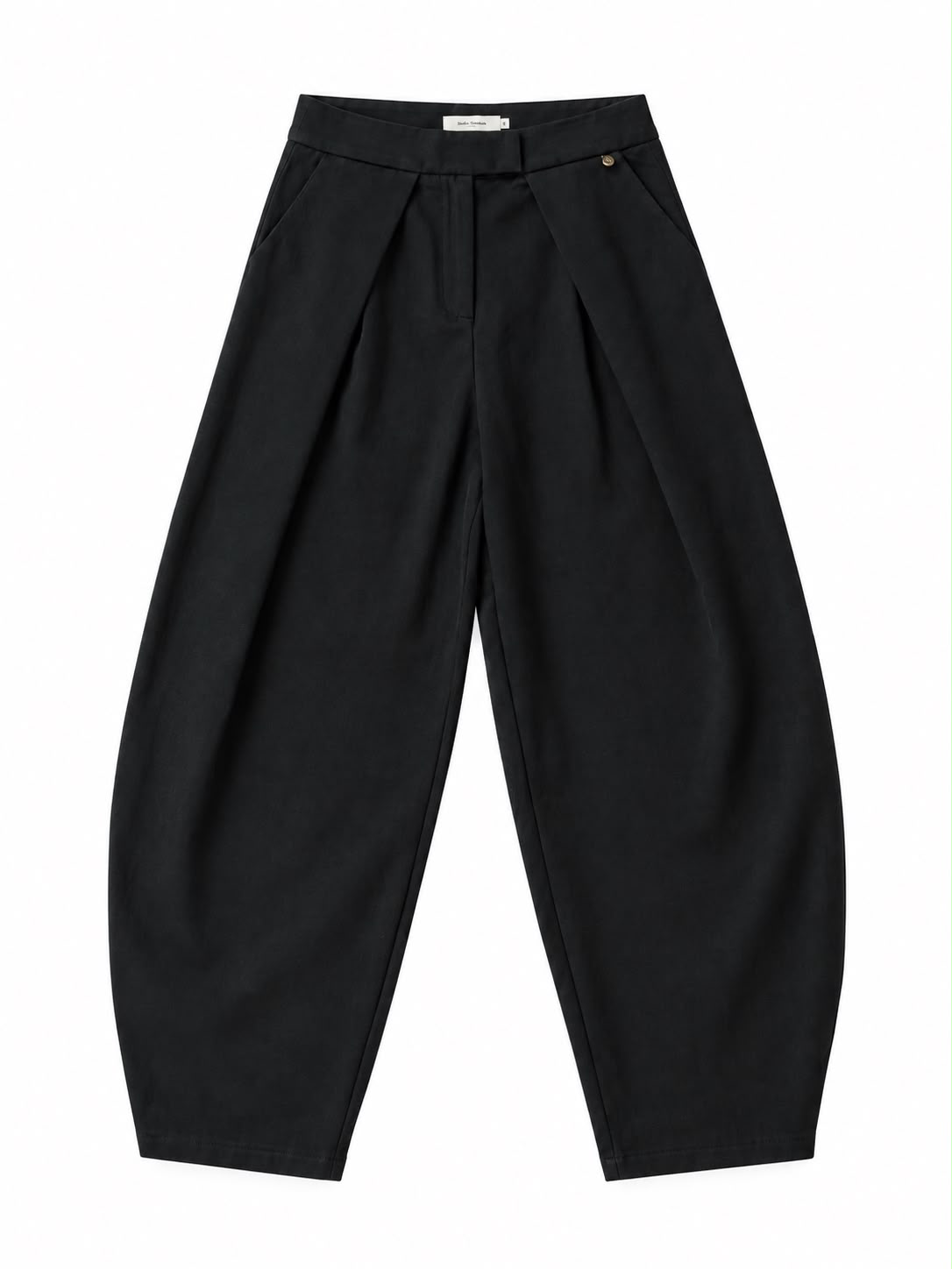 Barrel broek met plooien, Zwart
