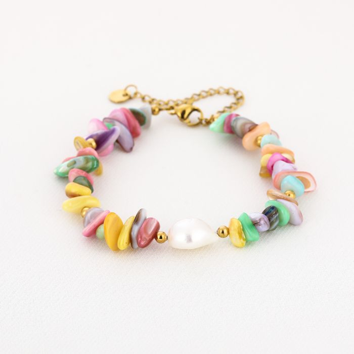 Armband Rainbow chipstone, Goud