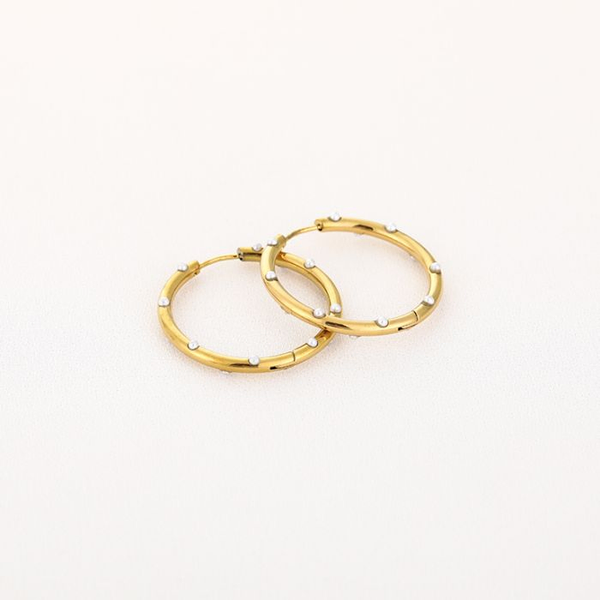 Pearl stud Hoops, Goud en Zilver