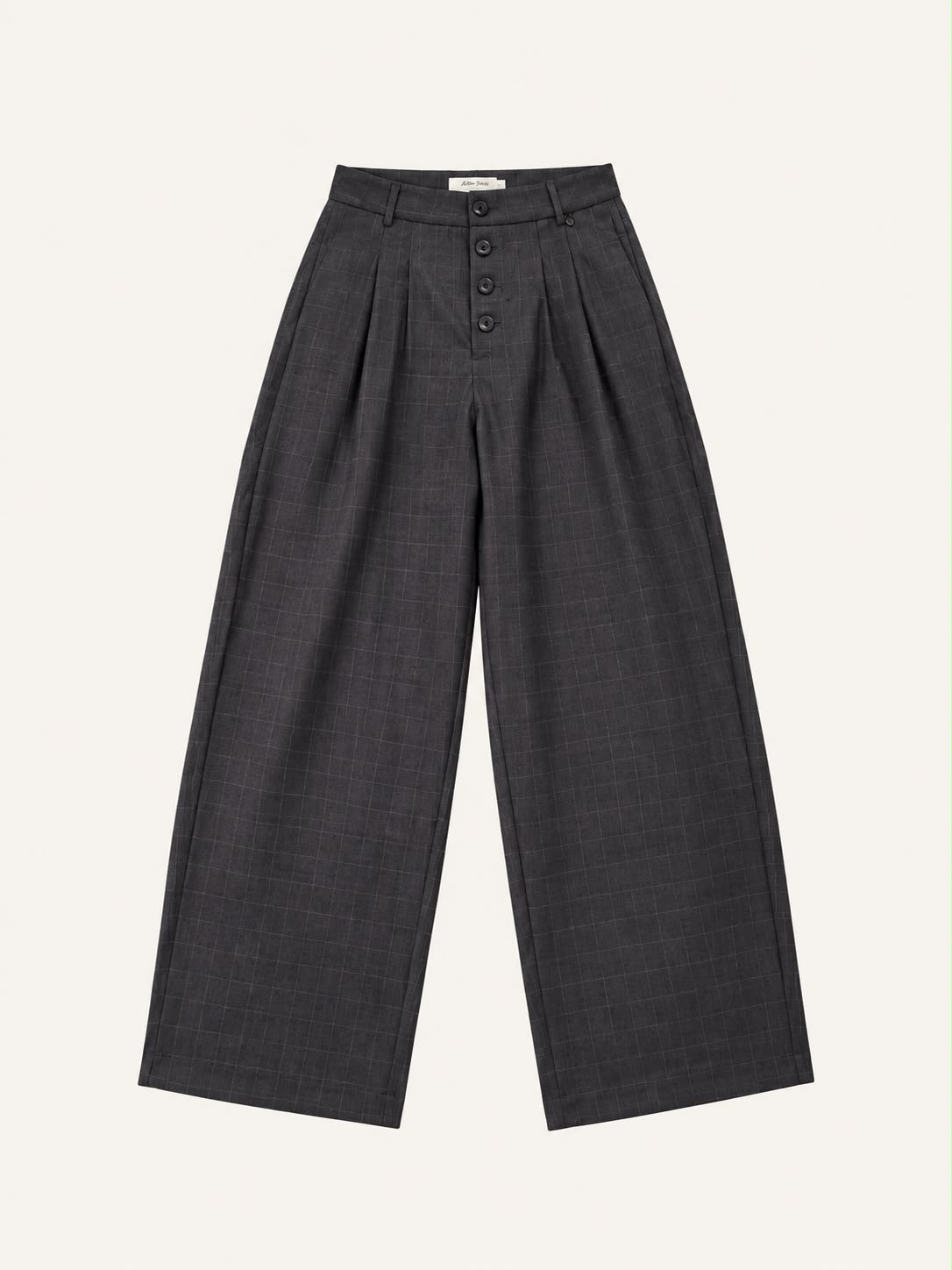 Barrel broek met plooien, geruit