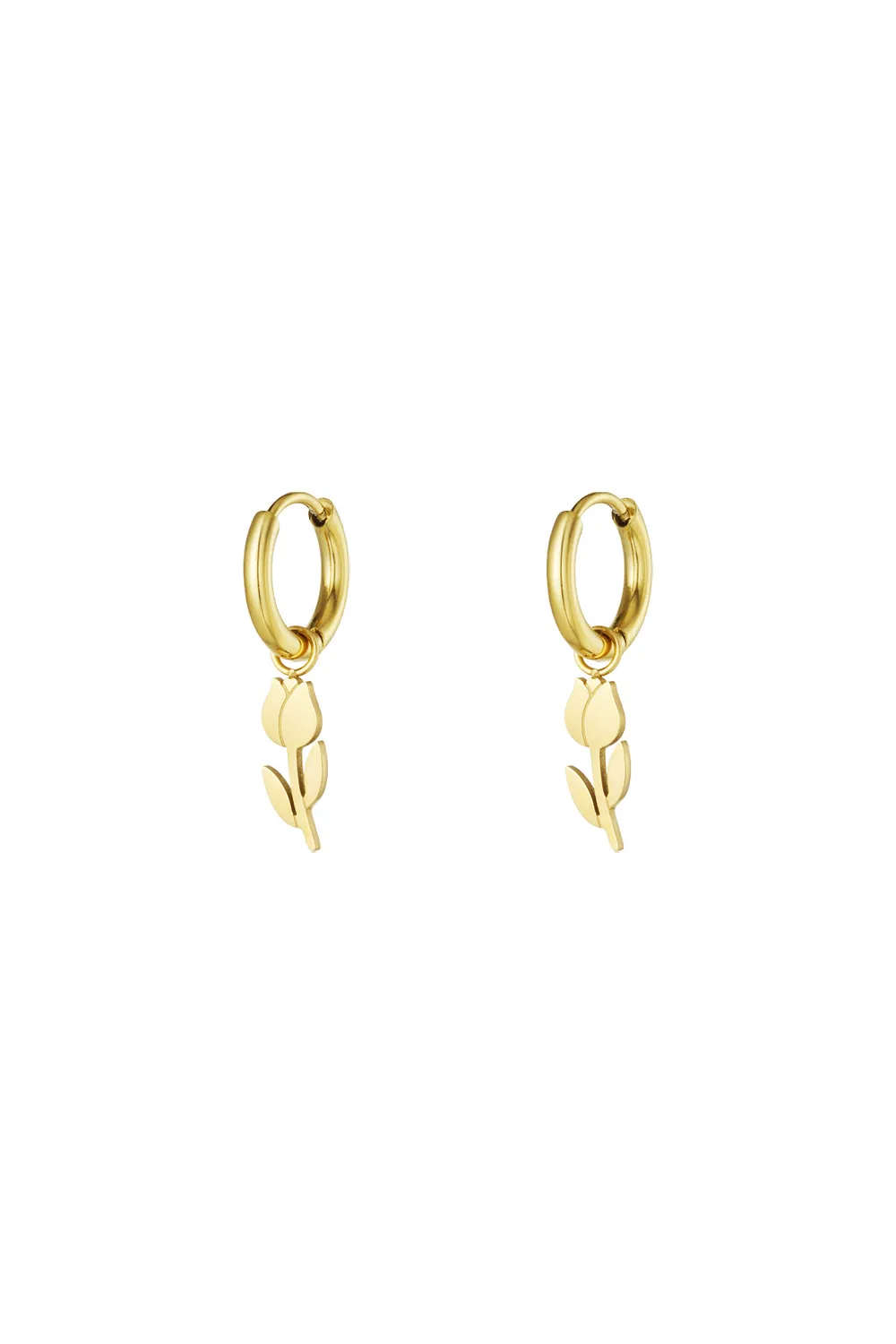 Oorbellen met Tulp, Goud en Zilver