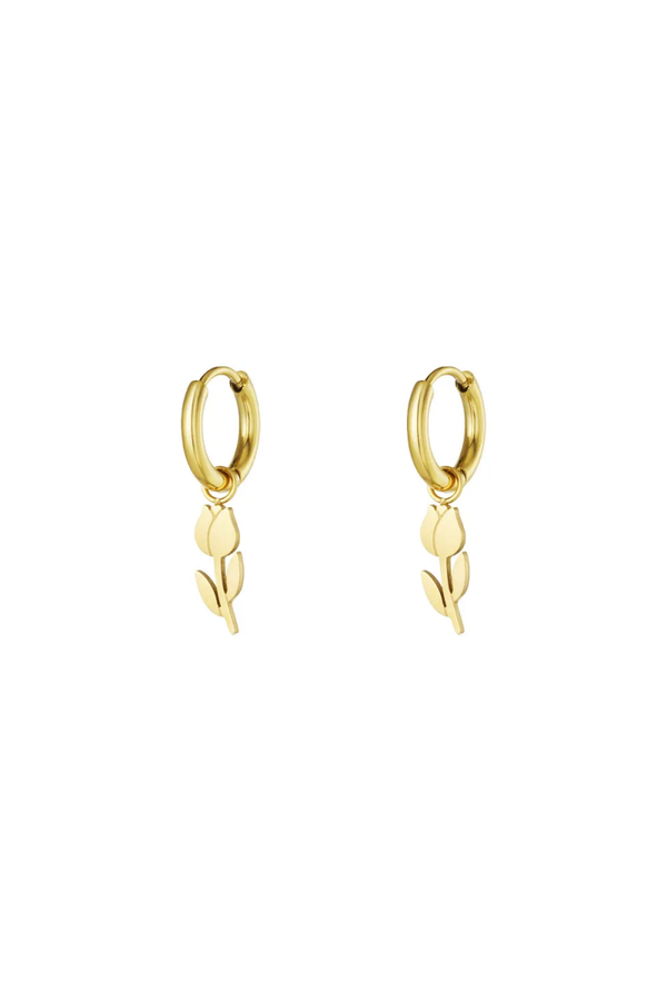 Oorbellen met Tulp, Goud en Zilver