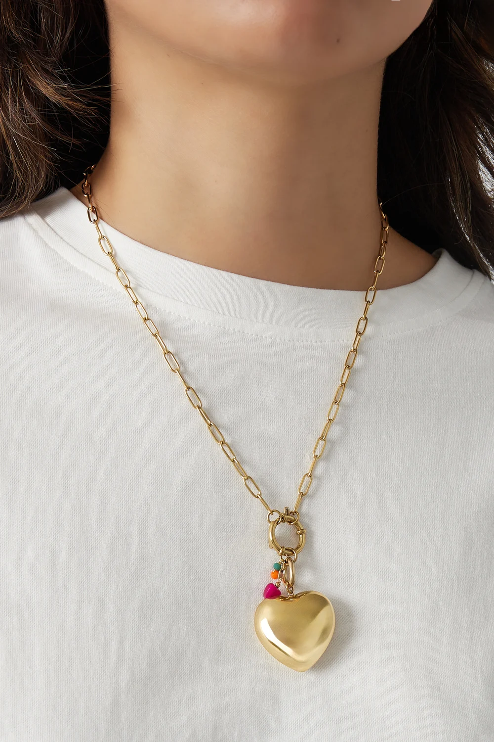 Big Love Charm Necklace, Goud