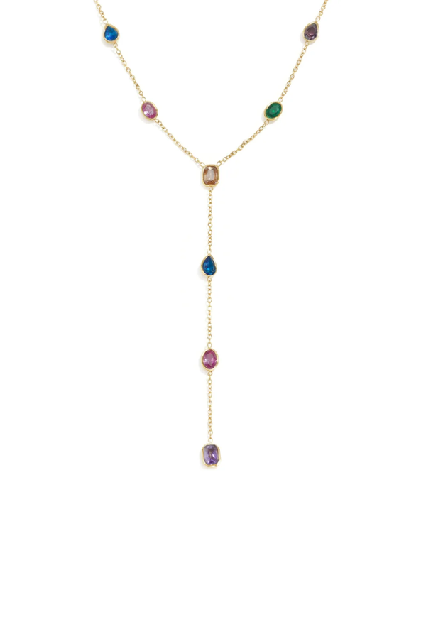 Color Stone Y ketting, Goud